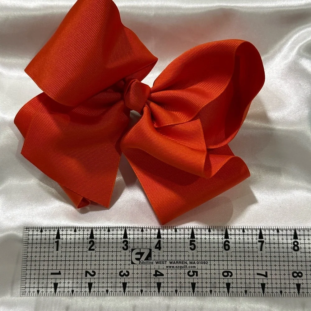 Kids Orange XLarge Hair Bow - Classic Grosgrain Bow- bundle & save on shipping